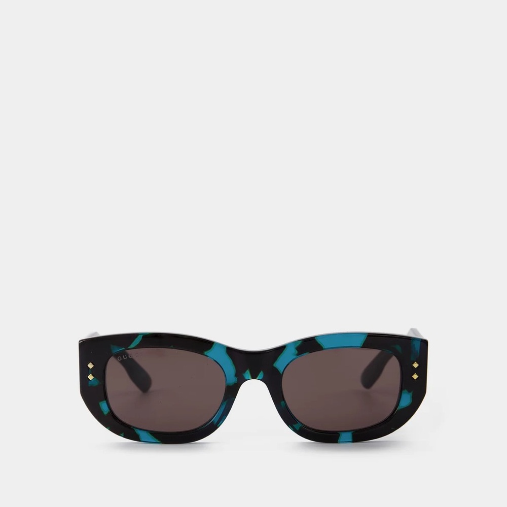 NEW Gucci Havana Grey Rectangle Unisex Sunglasses - GG 1215S